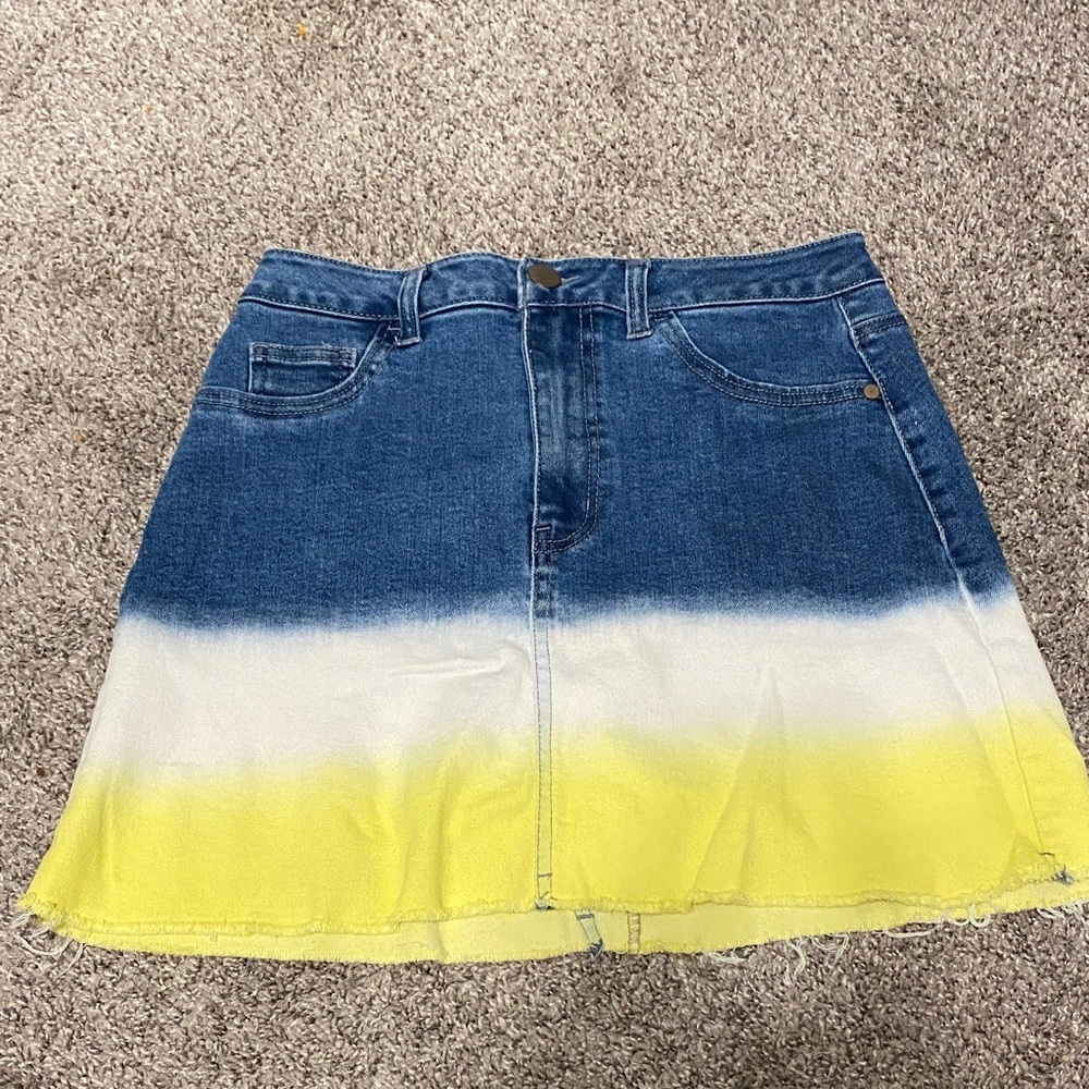 Wild Fable Blue and Yellow Ombre Mini Skirt
